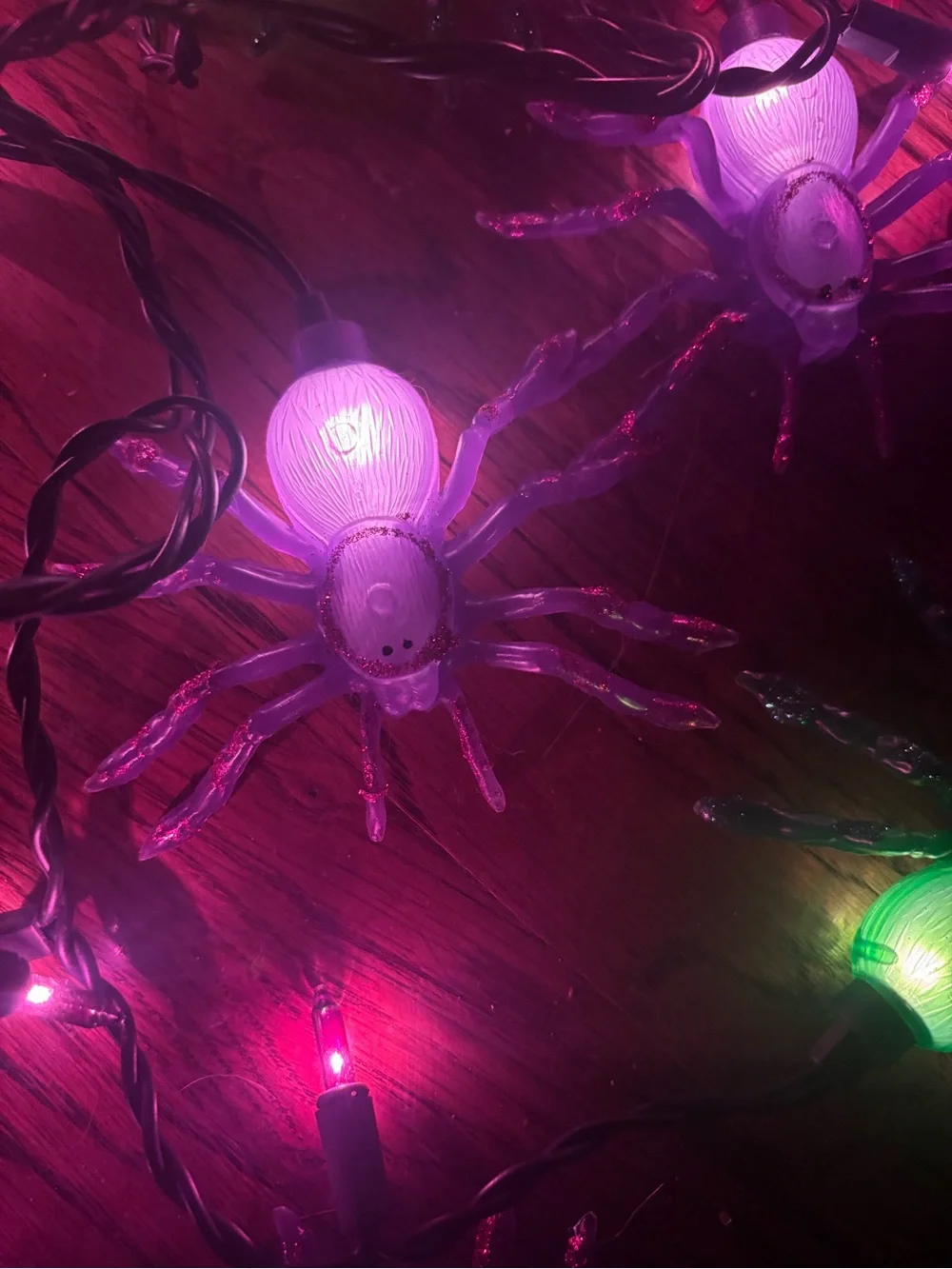 Halloween Tarantula Spider String Lights - Purple, Orange, Green Unused No Box
